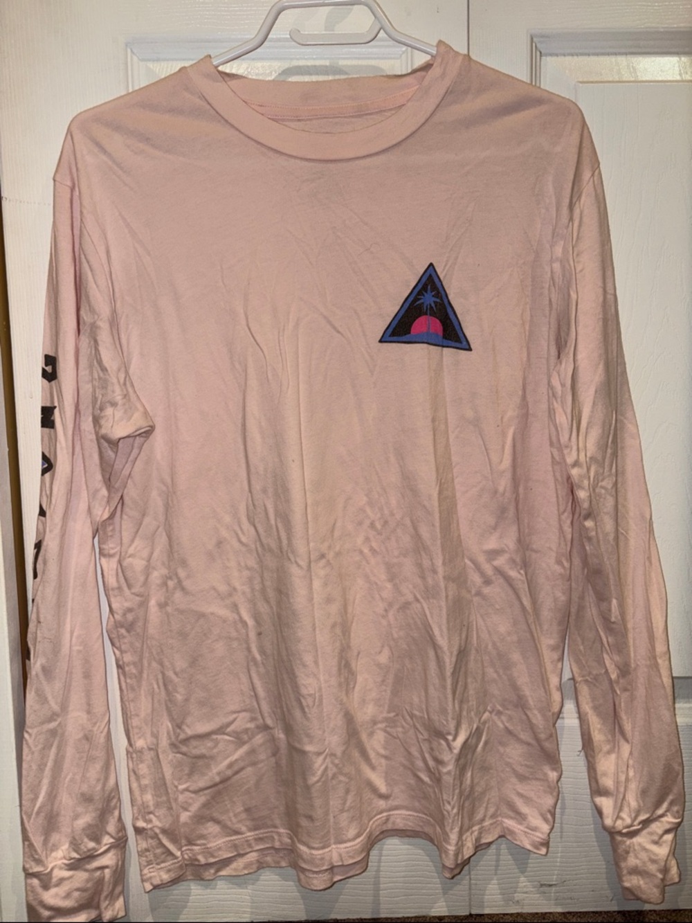 Billabong Light Pink Long Sleeve Tee with Graphic Chest Patch